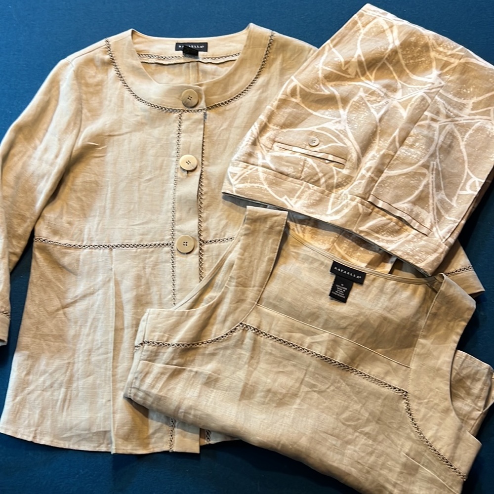 Rafaella Linen neutral color pants set
